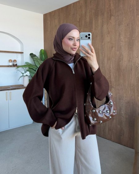 بلوزة صوف سحاب كامل